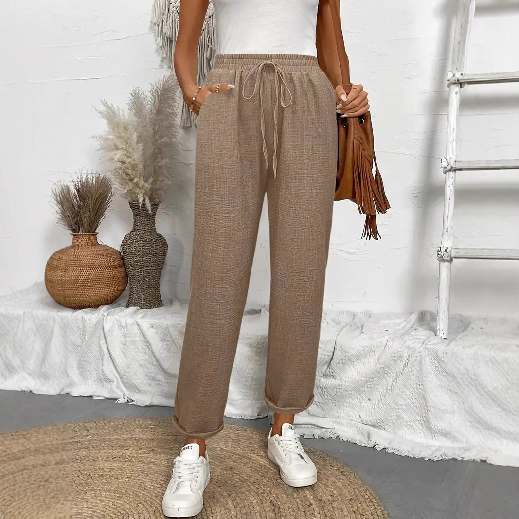 Damen Loungehose mit elastischem Bund und modischen Details EB