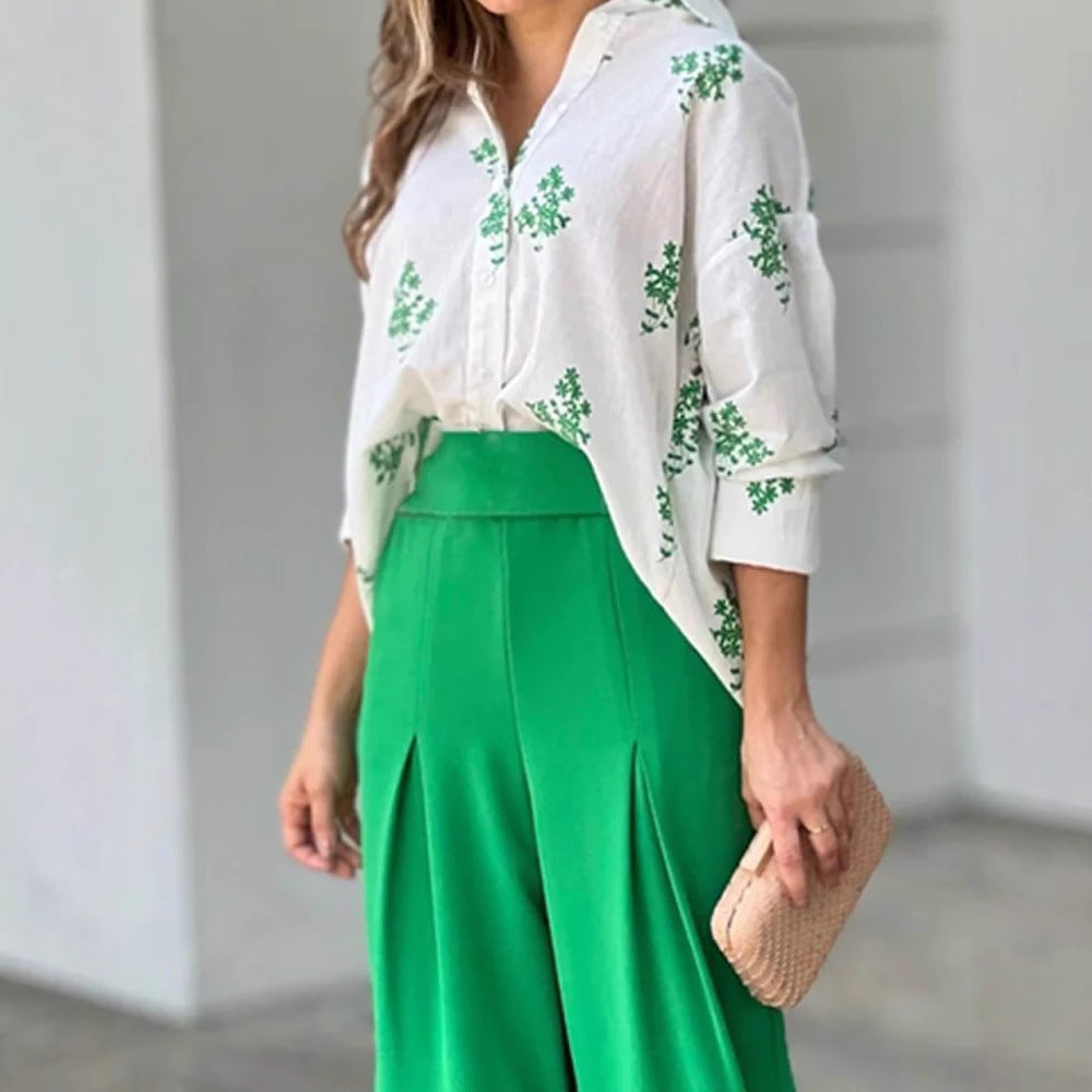 Damen High-Waist Palazzo-Hose aus fließendem Stoff EB