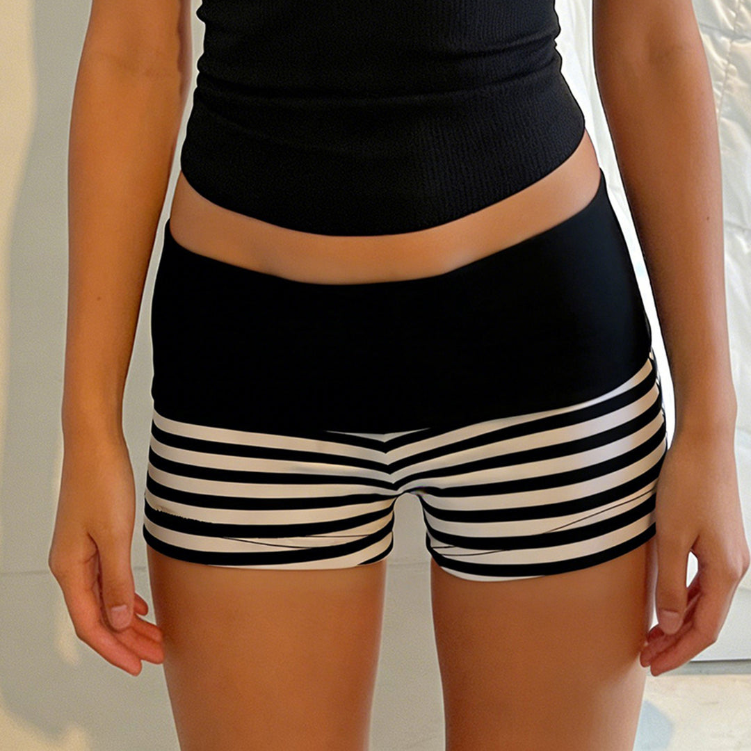 Damen Sportliche Shorts mit breitem elastischem Bund und modernem Streifenmuster EB