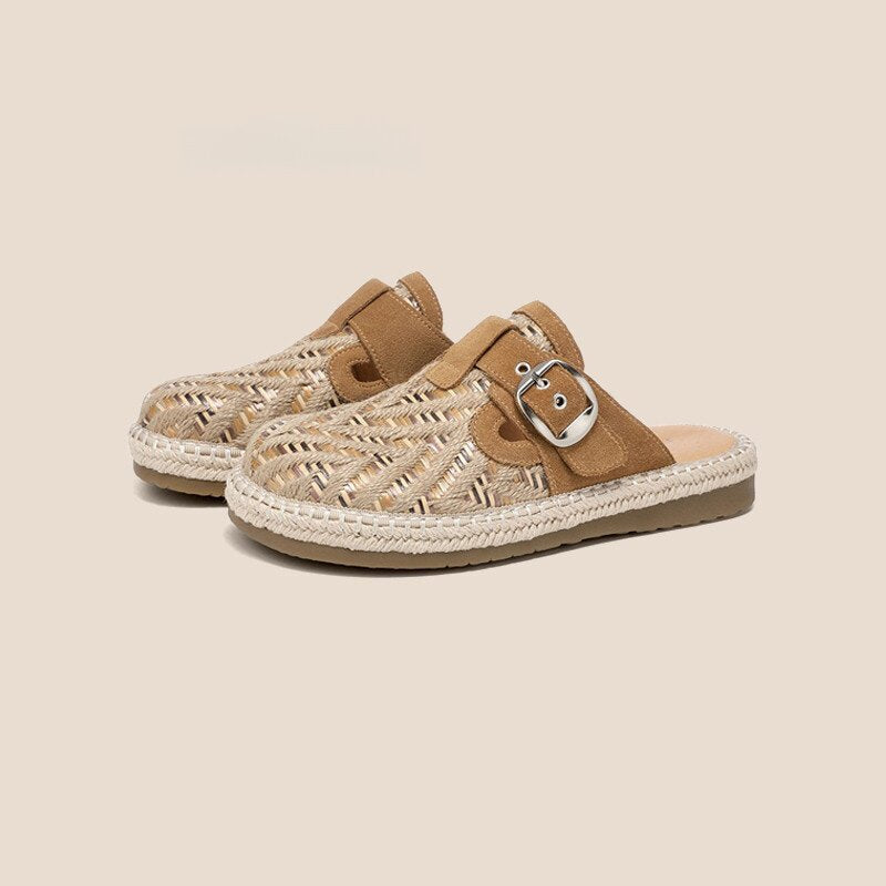 Damen Legere Slip-On Pantoletten mit modischem Riemchen-Design EB