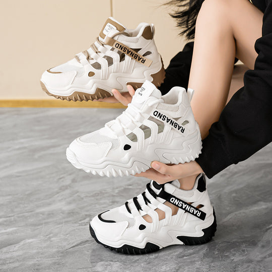 Damen Sportliche High-Top Sneakers mit atmungsaktiver Mesh-Oberfläche und stabiler Sohle EB