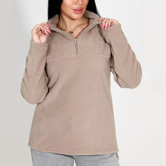 Damen Fleeceoberteil mit kurzem Halbzip und Stehkragen EB