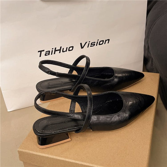 Damen elegante Slingback-Ballerinas aus glänzendem Material EB
