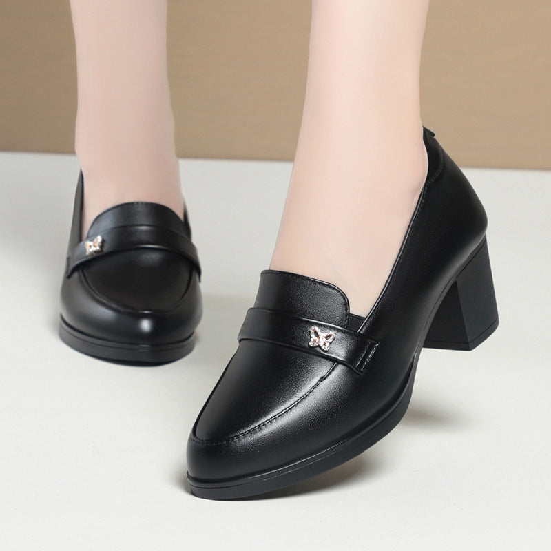 Damen elegante Loafers mit glänzender Dekoration EB