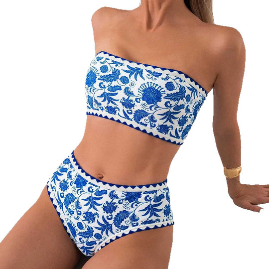 Damen Bandeau-Bikini mit trendigem floralen Design EB