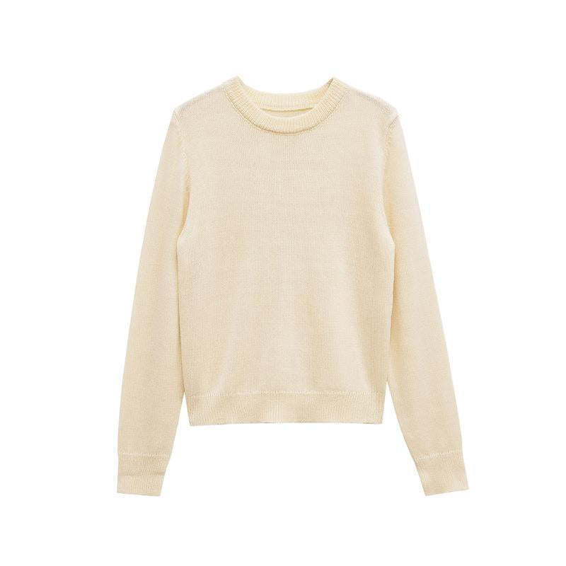 Damen gemütlicher Rundhals-Pullover aus hochwertiger Baumwolle EB