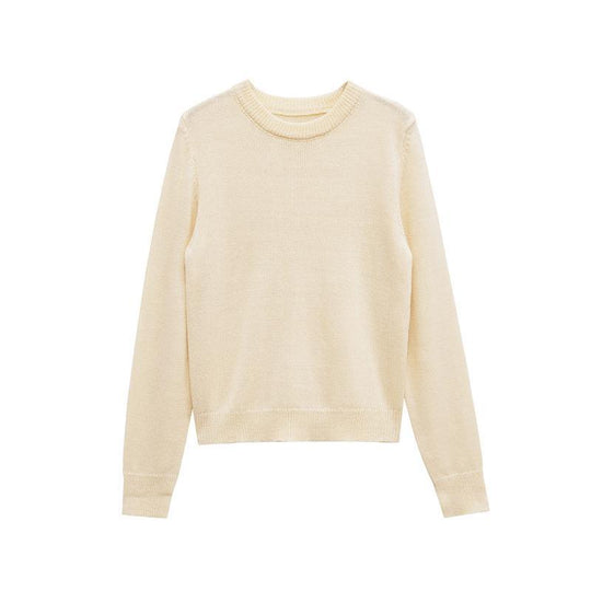 Damen gemütlicher Rundhals-Pullover aus hochwertiger Baumwolle EB