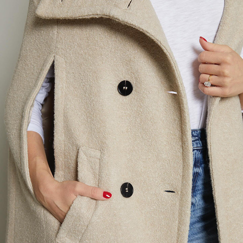 Damen Modische Überwurfjacke mit hochwertigem Wollmaterial und stilvollem Schnitt EB