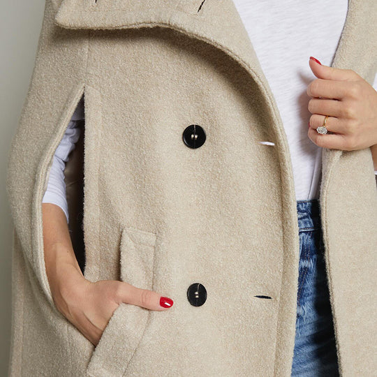 Damen Modische Überwurfjacke mit hochwertigem Wollmaterial und stilvollem Schnitt EB