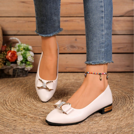 Damen Elegante Ballerinas mit glänzendem Schleifen-Detail EB