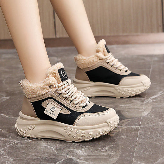 Damen hochgeschnittene Sneakers mit kuscheligem Innenfutter und rutschfester Sohle EB