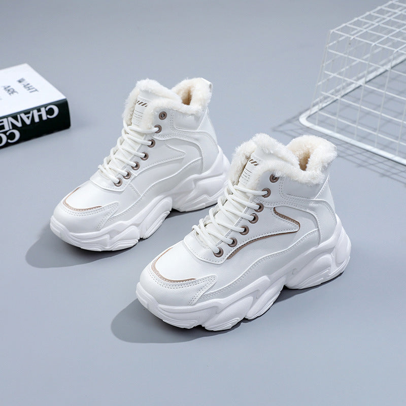 Damen warme High-Top Sneakers mit kuscheligem Innenfutter und robustem Sohlenprofil EB