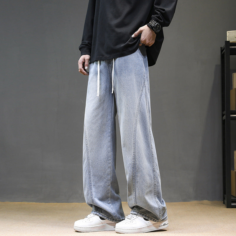 Herren Weitgeschnittene Jeanshose mit elastischem Bund und modernem Design EB