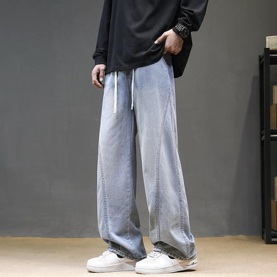 Herren Weitgeschnittene Jeanshose mit elastischem Bund und modernem Design EB
