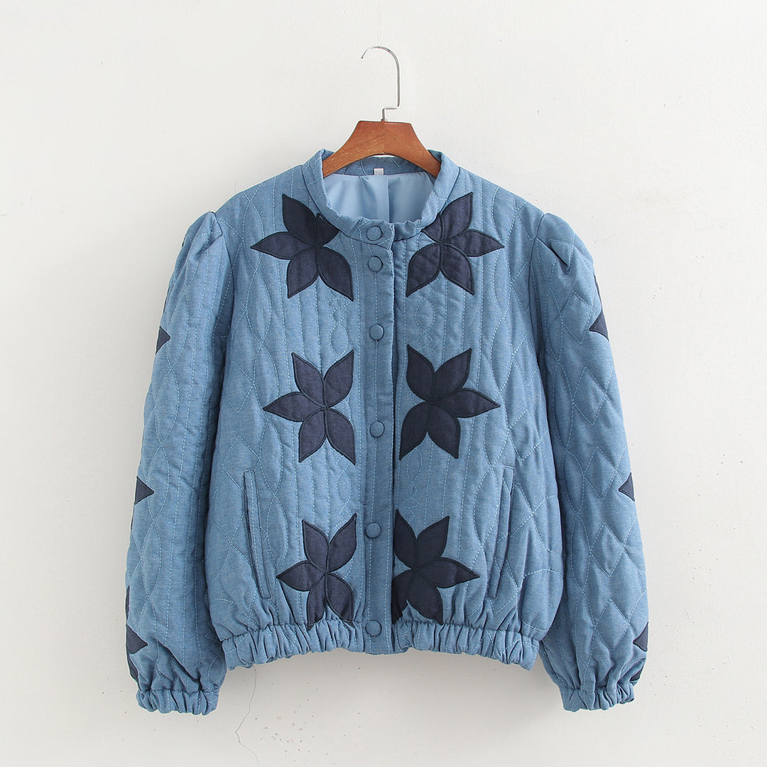 Damen gesteppte Blumenjacke EB