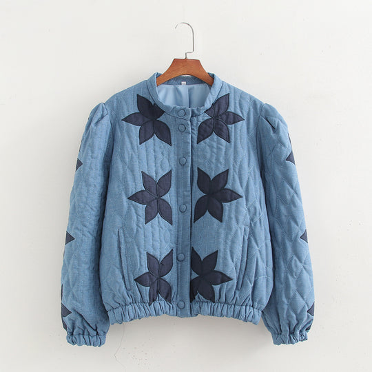 Damen gesteppte Blumenjacke EB