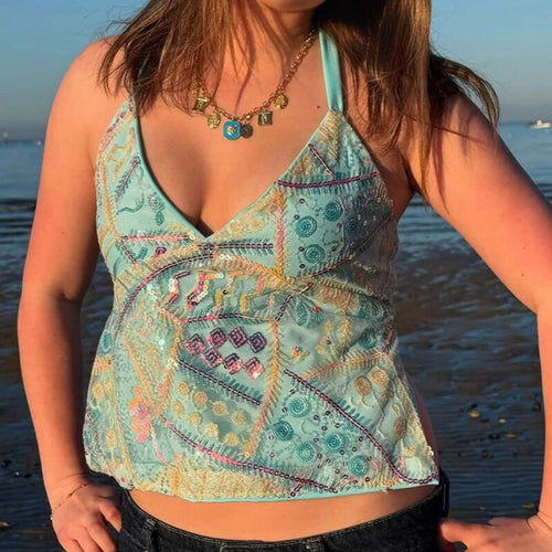 Damen Glamouröses Top mit eleganten Pailletten-Details EB