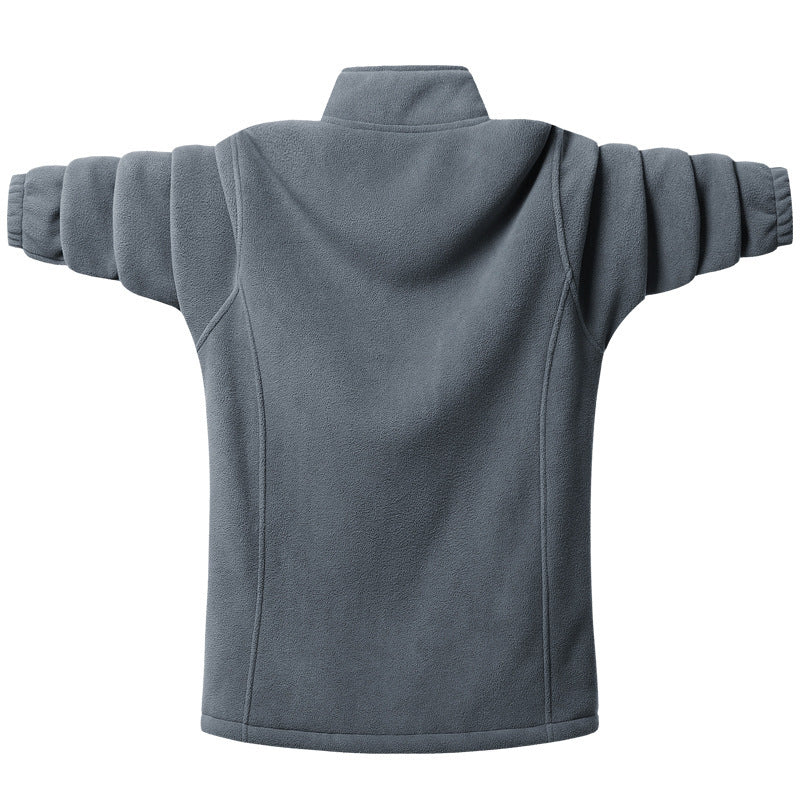 Herren klassische Fleecejacke mit durchgehendem Reißverschluss, Stehkragen und verdeckten Eingrifftaschen EB