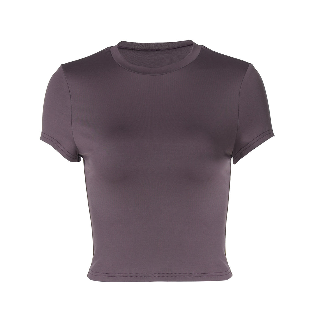 Damen figurbetontes T-Shirt mit kurzem Arm und dekorativem Raffungselement EB