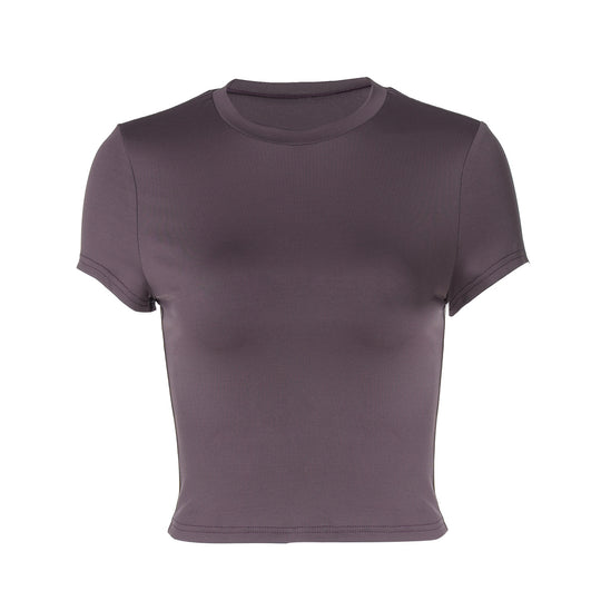 Damen figurbetontes T-Shirt mit kurzem Arm und dekorativem Raffungselement EB