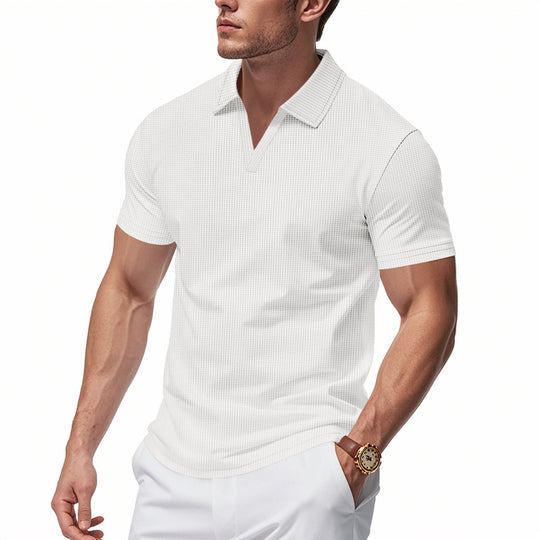 Herren Poloshirt mit strukturiertem Design und modernem V-Ausschnitt EB