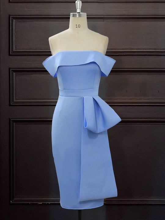Damen Elegantes Off-Shoulder Kleid mit dekorativem Rüschensaum und asymmetrischem Detail EB