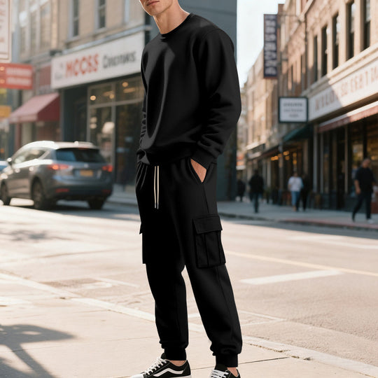 Herren Utility-Cargo-Jogger aus French Terry mit Mehrfachklappen & Tunnelzug EB
