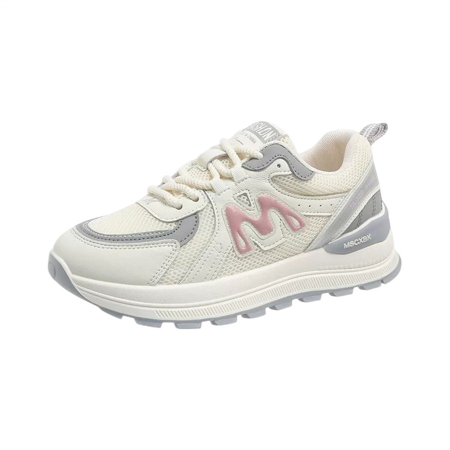 Damen Plateau-Chunky-Sneaker mit atmungsaktivem Mesh- und Ledermix EB