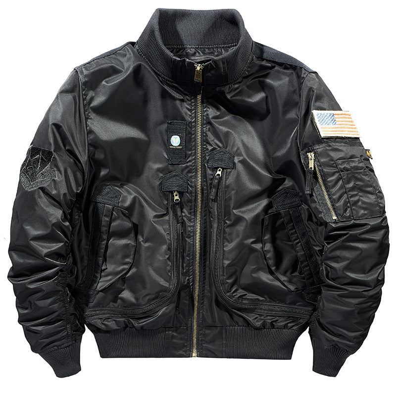 Herren Flieger-Bomberjacke mit multifunktionalen Reißverschluss- und Utility-Taschen EB