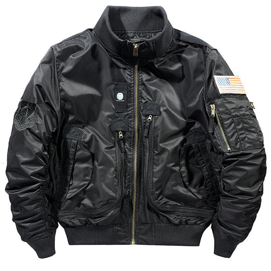 Herren Flieger-Bomberjacke mit multifunktionalen Reißverschluss- und Utility-Taschen EB