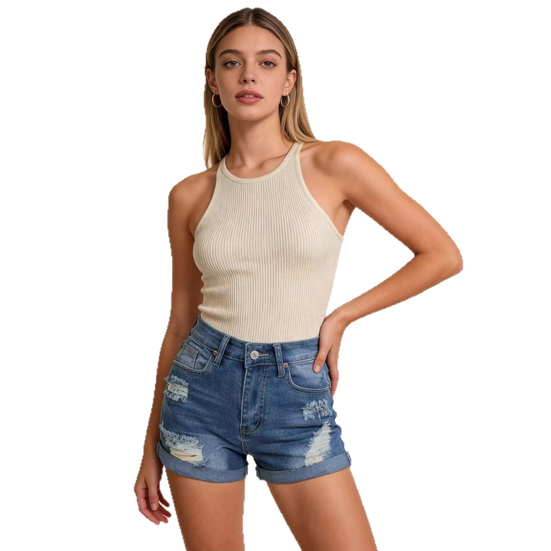 Damen Crop-Hemd im klassischen Karomuster mit Puffärmeln EB