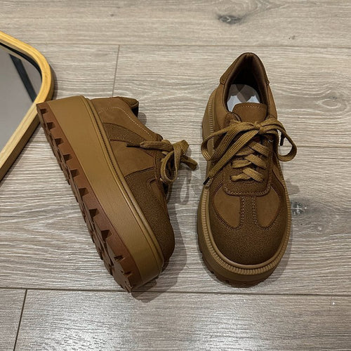 Damen modische Platform Sneakers mit robustem Sohlenprofil und klassischem Design EB