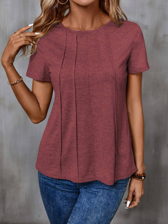 Damen lässiges T-Shirt mit strukturiertem Design und seitlichen Falten EB