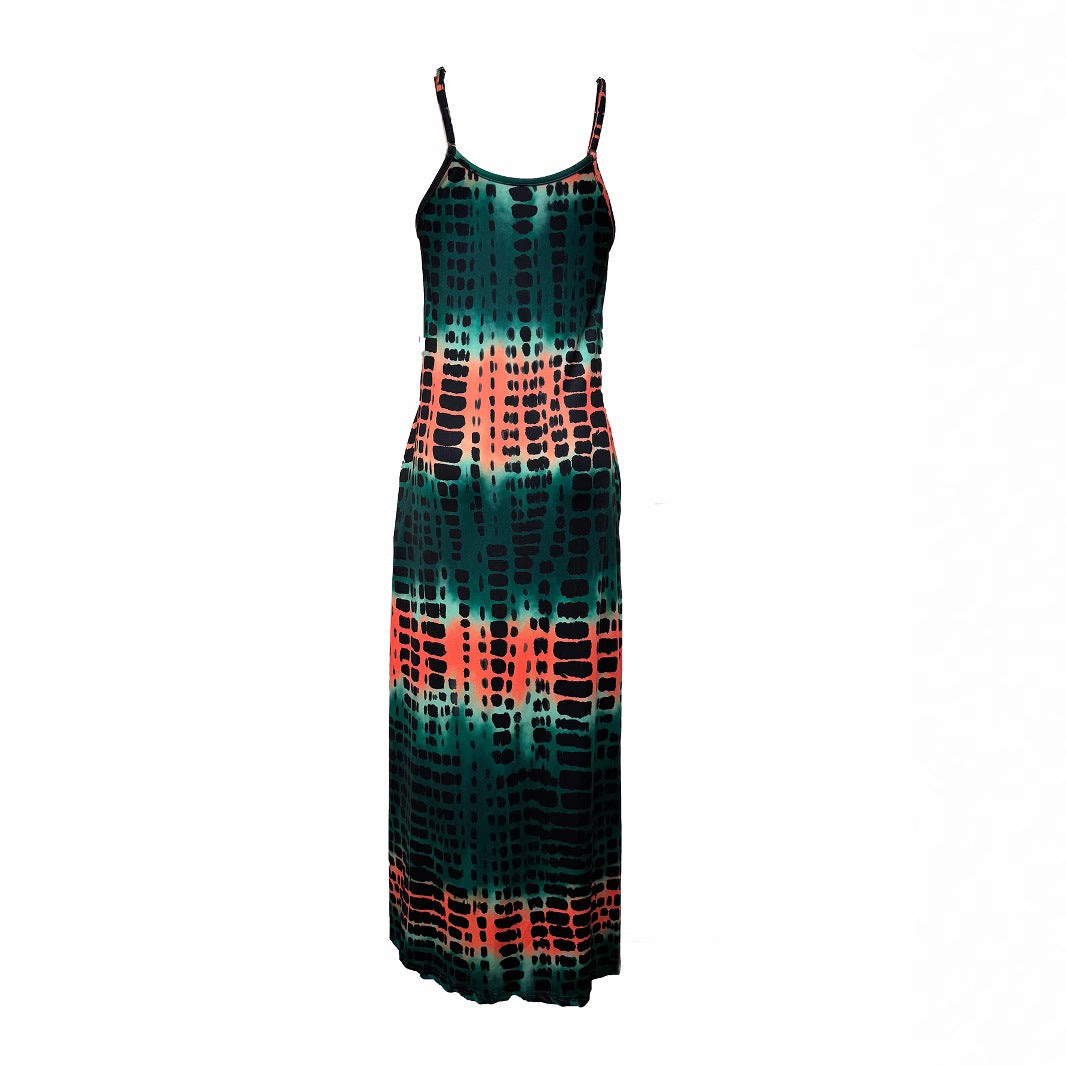 Damen Maxikleid mit tiefem V-Ausschnitt und schickem Schlitz EB