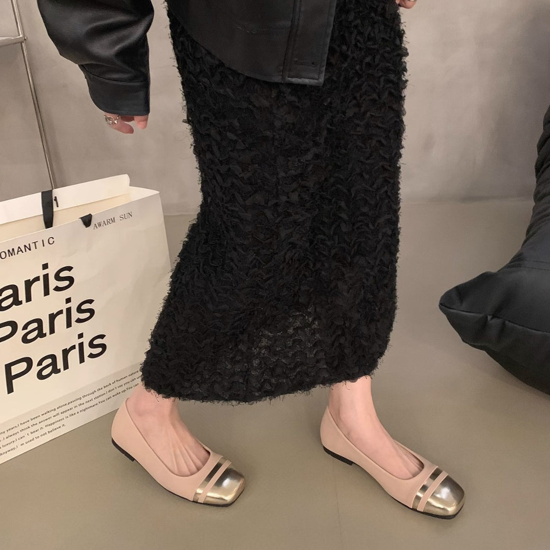 Damen elegante Ballerinas mit metallischem Besatz und komfortablem Fußbett EB