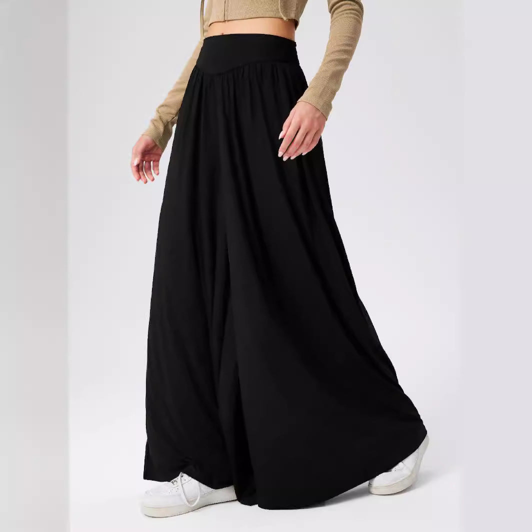 Damen Weit geschnittene Jersey-Hose mit elastischer Taille und elegantem Fall EB