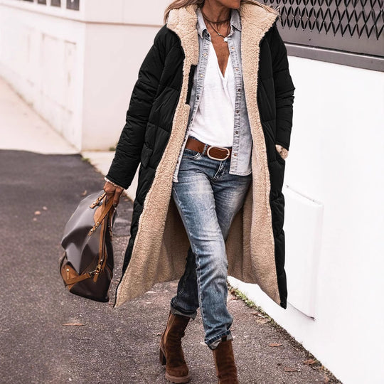 Damen kuscheliger Winterparka mit hochwertigem Teddyfutter und praktischen Taschen EB