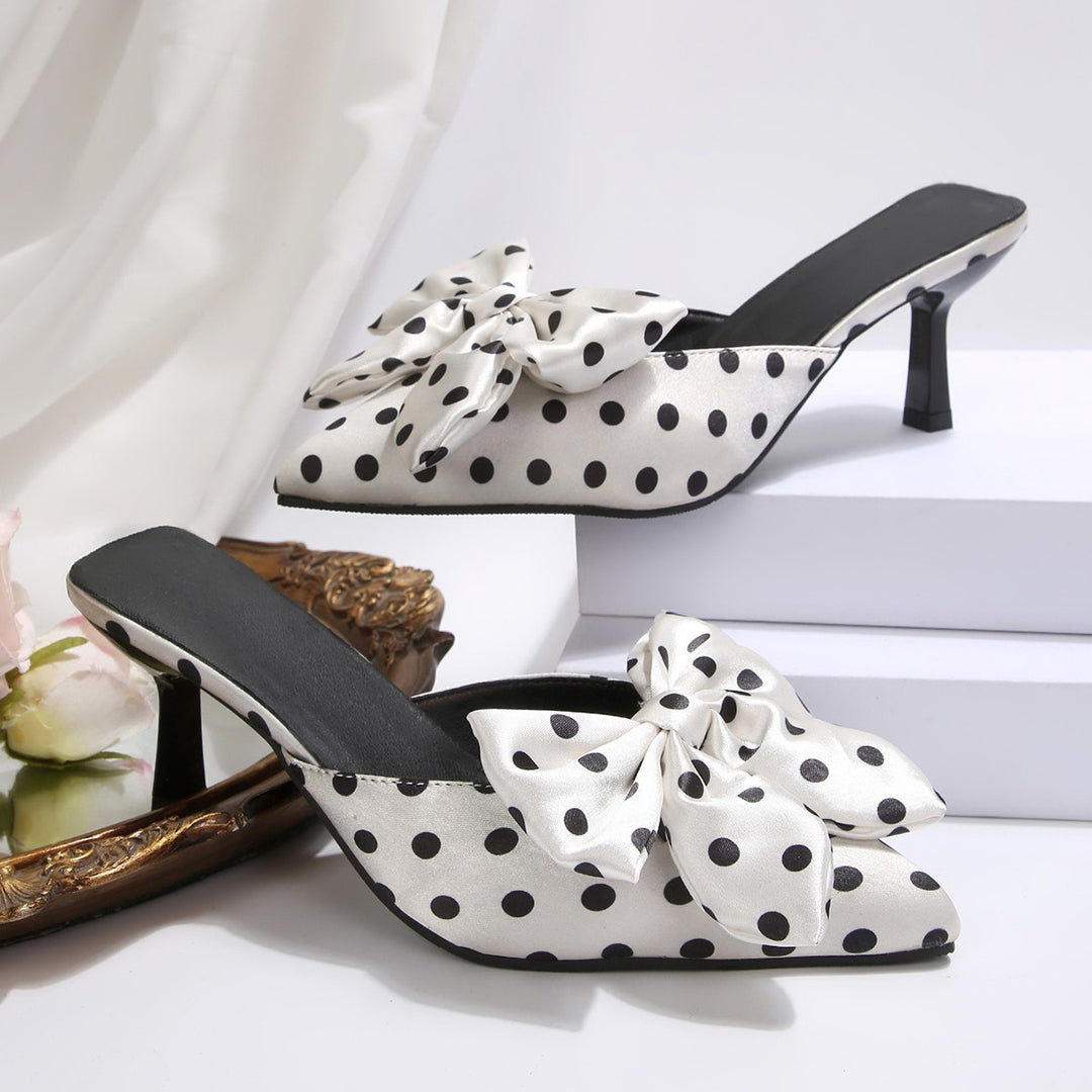 Damen Mules mit eleganter Schleifen-Applikation und modischem Punktedesign EB