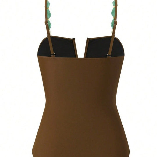 Damen Raffinierter Einteiler Badeanzug mit elegantem Rock EB
