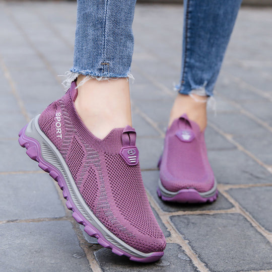 Damen Sportliche Slip-On Sneakers mit atmungsaktiver Mesh-Oberfläche und rutschfester Sohle EB