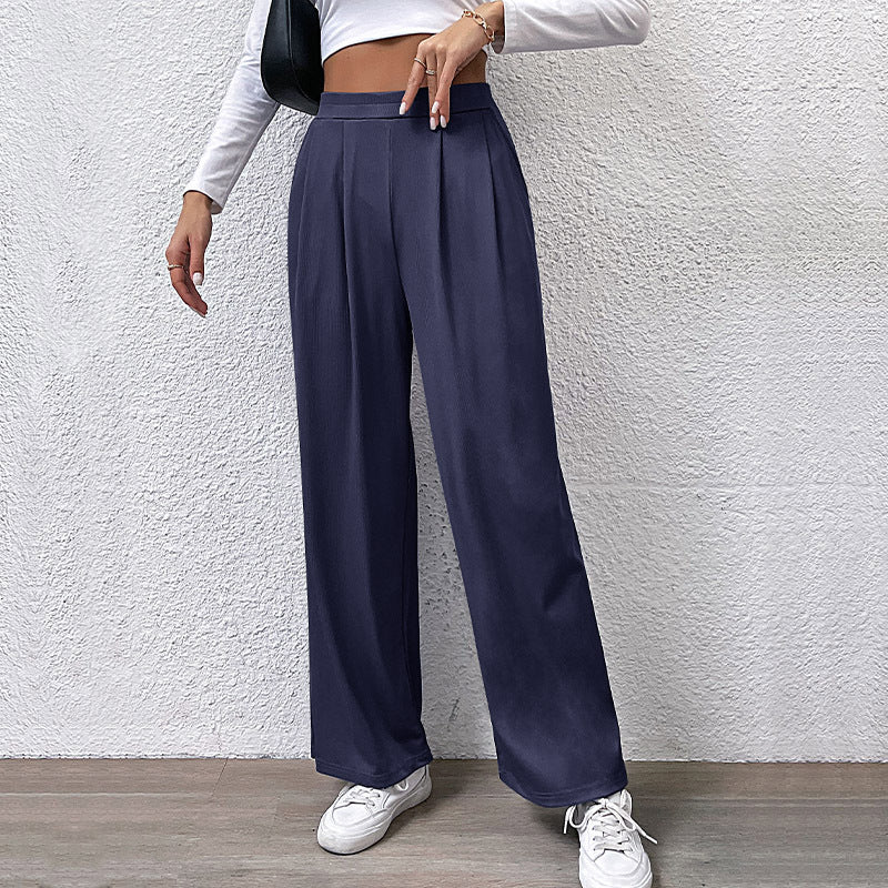 Damen Weite High‑Waist Stoffhose mit Bundfalten und Palazzo‑Silhouette EB