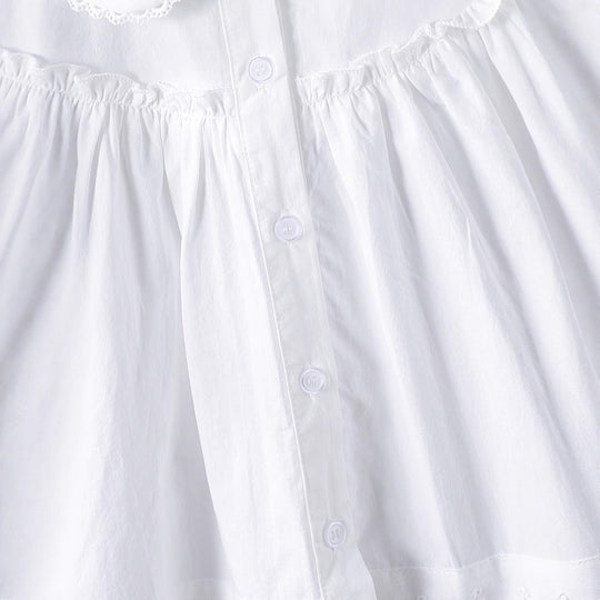 Mädchen Bluse mit eleganten Rüschenärmeln und klassischem Kragen EB