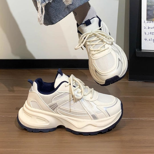 Damen Retro-Chunky-Sneaker mit extraweicher Keil-Plateau-Sohle und gepolstertem Komfortkragen EB