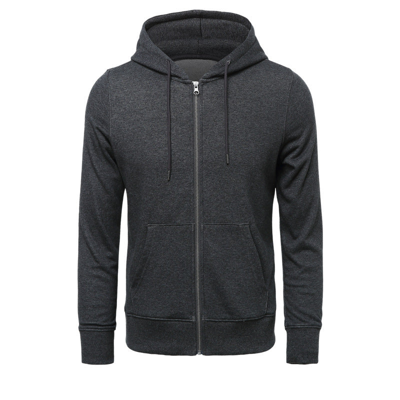 Herren nan schmal geschnittener Zip-Hoodie mit Metall-Reißverschluss, doppellagiger Kapuze und Kängurutasche EB