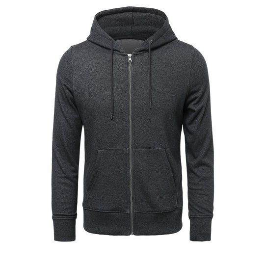 Herren nan schmal geschnittener Zip-Hoodie mit Metall-Reißverschluss, doppellagiger Kapuze und Kängurutasche EB