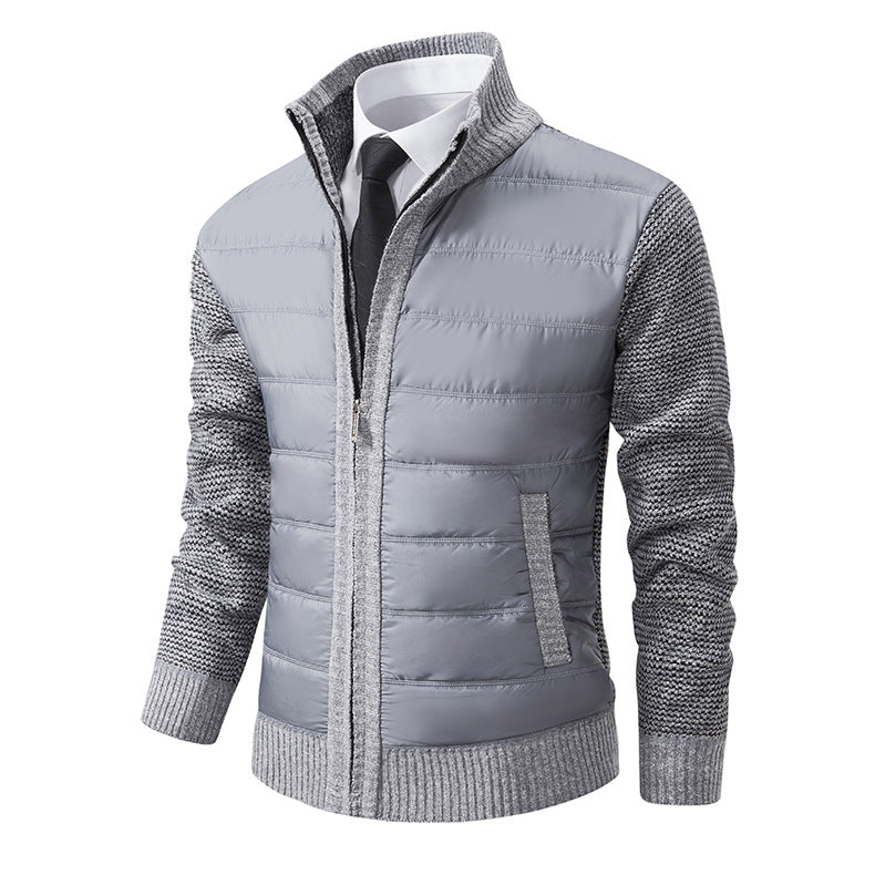 Herren nan gesteppte Hybrid-Strickjacke mit Stehkragen Reißverschluss und Eingrifftaschen EB