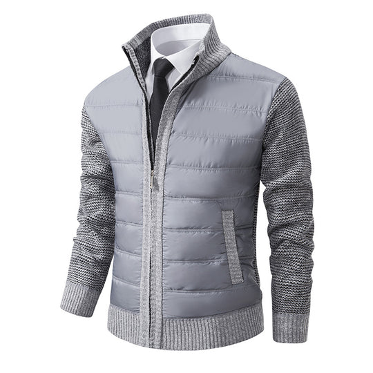 Herren nan gesteppte Hybrid-Strickjacke mit Stehkragen Reißverschluss und Eingrifftaschen EB