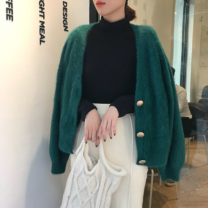 Damen Kuschelige Strickjacke mit Knopfdetails und weit geschnittenem Design EB