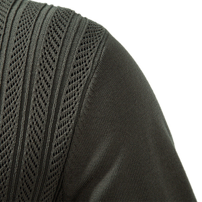 Herren modischer Pullover mit strukturierter Rippoptik und kurzem Reißverschluss EB