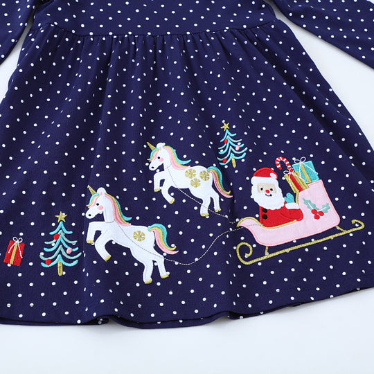 Mädchen Langarmkleid mit festlichem Einhorn-Motiv EB